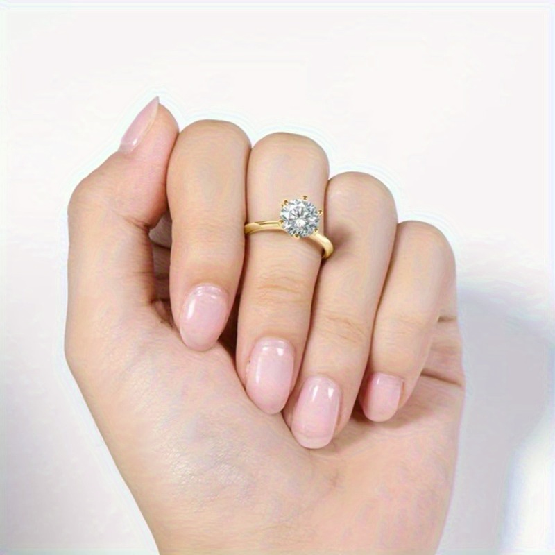 Ethic Diam Moissanite Ring, 925 Sterling Silver Elegant Design
